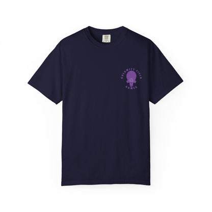 Vampire Skull Graphic T-Shirt — "Galactic Mind" Purple Skull Back Print