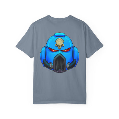 Space Man Helmet T‑Shirt — Blue Sci‑Fi Armor Graphic Tee