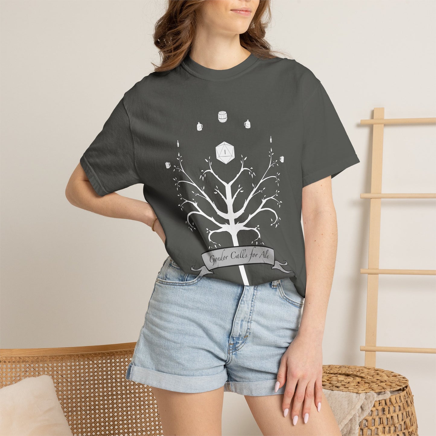 Gondor Calls for Ale White Tree Tee