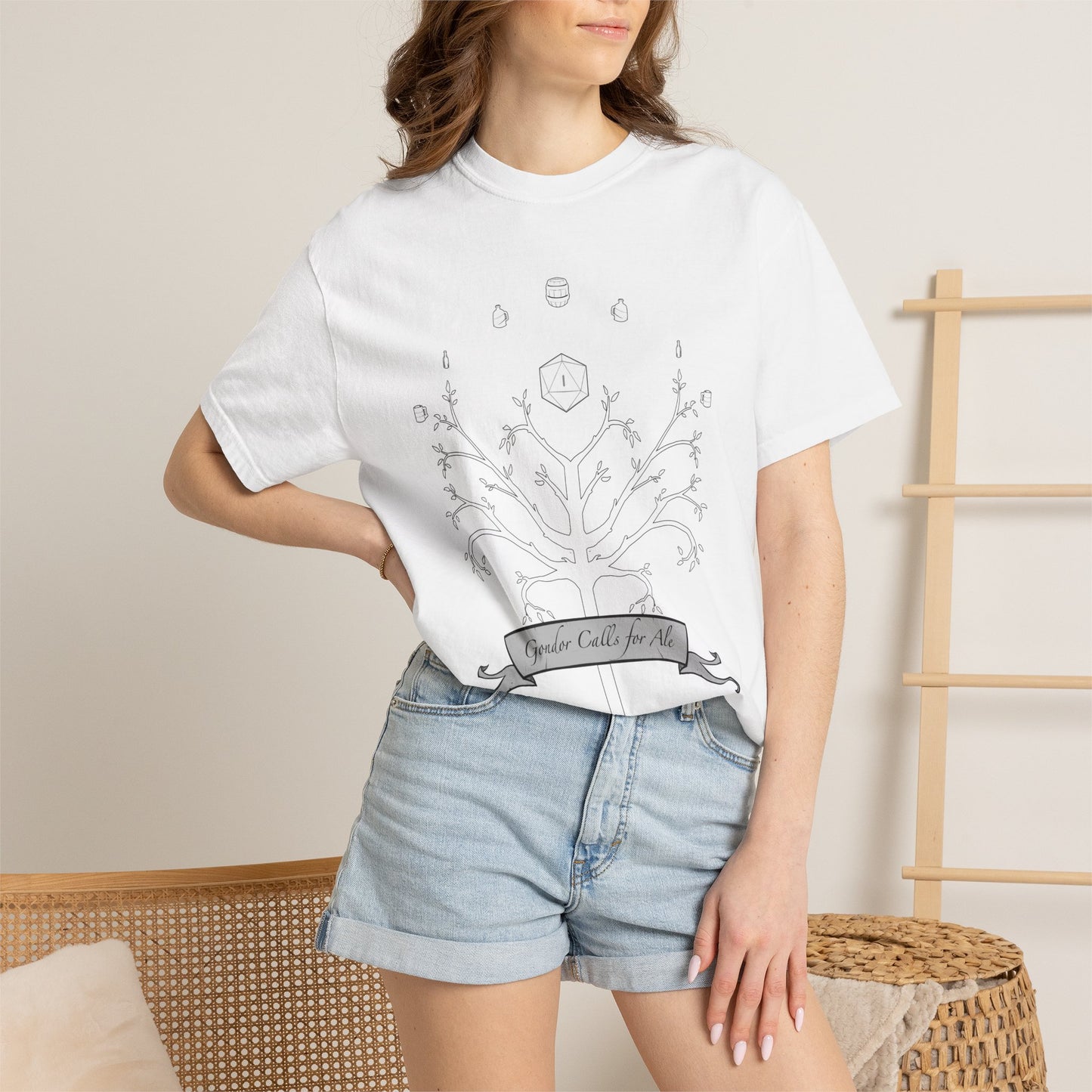Gondor Calls for Ale White Tree Tee